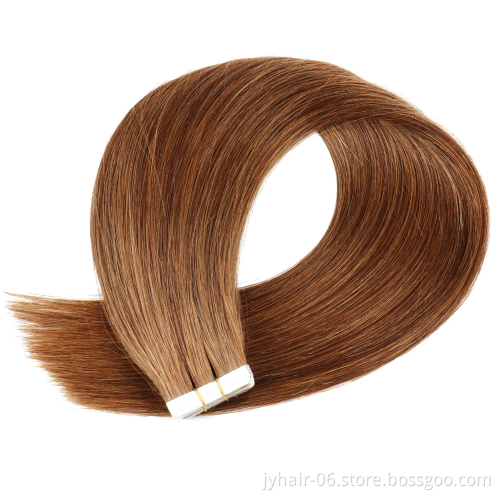 Double drawn thick Russian virgin Tape hair extension Unprocessed Pre-Bonded remy human Tape hair extension